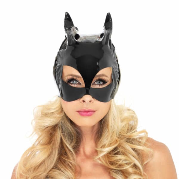 Leg Avenue Hochglänzende Katzen-Maske schwarz