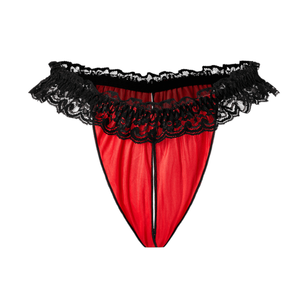 Rimba Freizügiger Ouvert-Slip mit Spitzensaum rot | schwarz