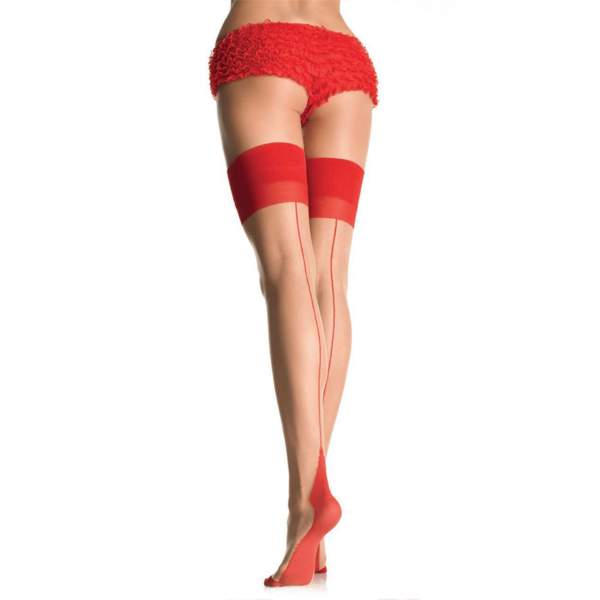 Leg Avenue Sexy Strümpfe mit rückseitiger Naht rot | creme