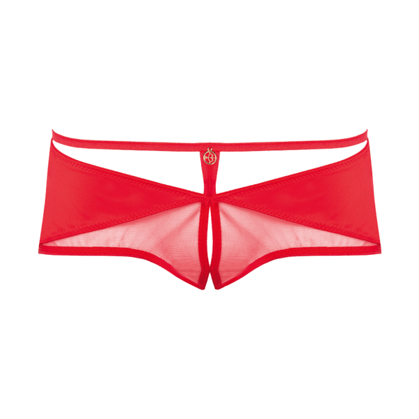 diamor Rouge - Bezaubernde Riemen-Panty im Ouvert-Stil rouge